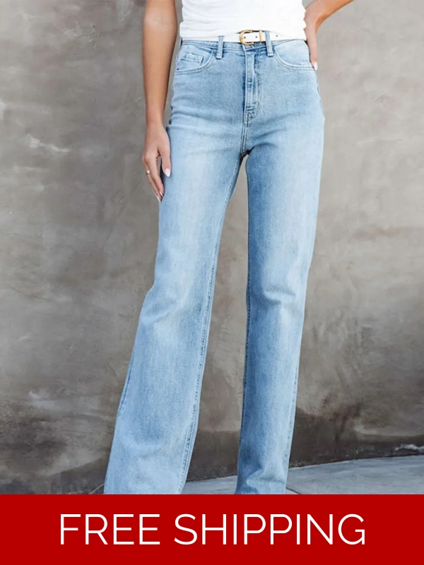 Washed Straight Leg Jeans